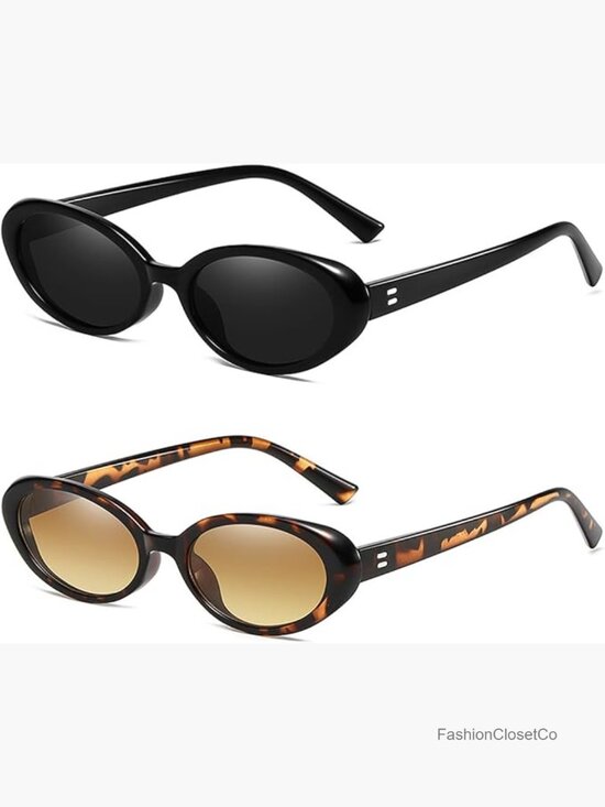 3-Pack Retro Oval Sunglasses UV400 Protection Small Frame Trendy Unisex main image 2